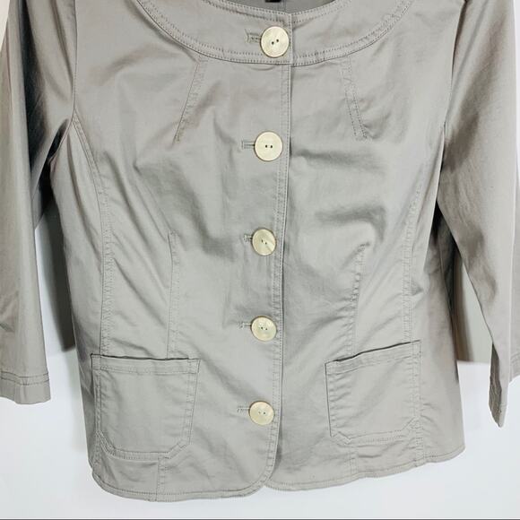 J Jill Khaki Green Jacket Blazer 8P Cotton Lady Jacket - Picture 8 of 9